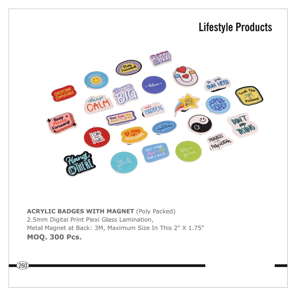 [64693] ACRYLIC BADGES WITH MAGNET (Poly Packed)