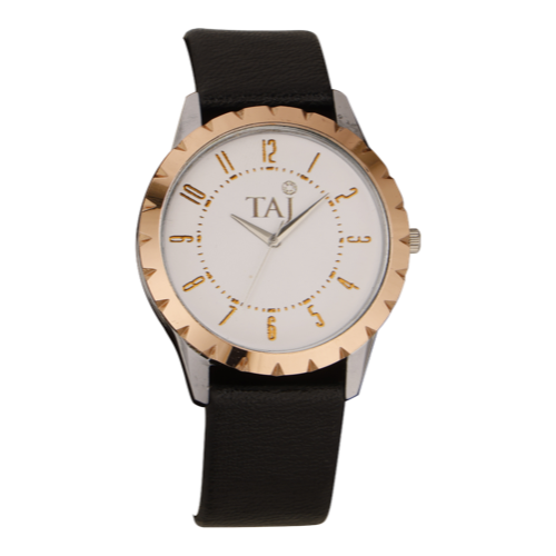 [60952] Taj Wrist Watch - Rose Gold Leaf Dial ,Premium German Craft Box