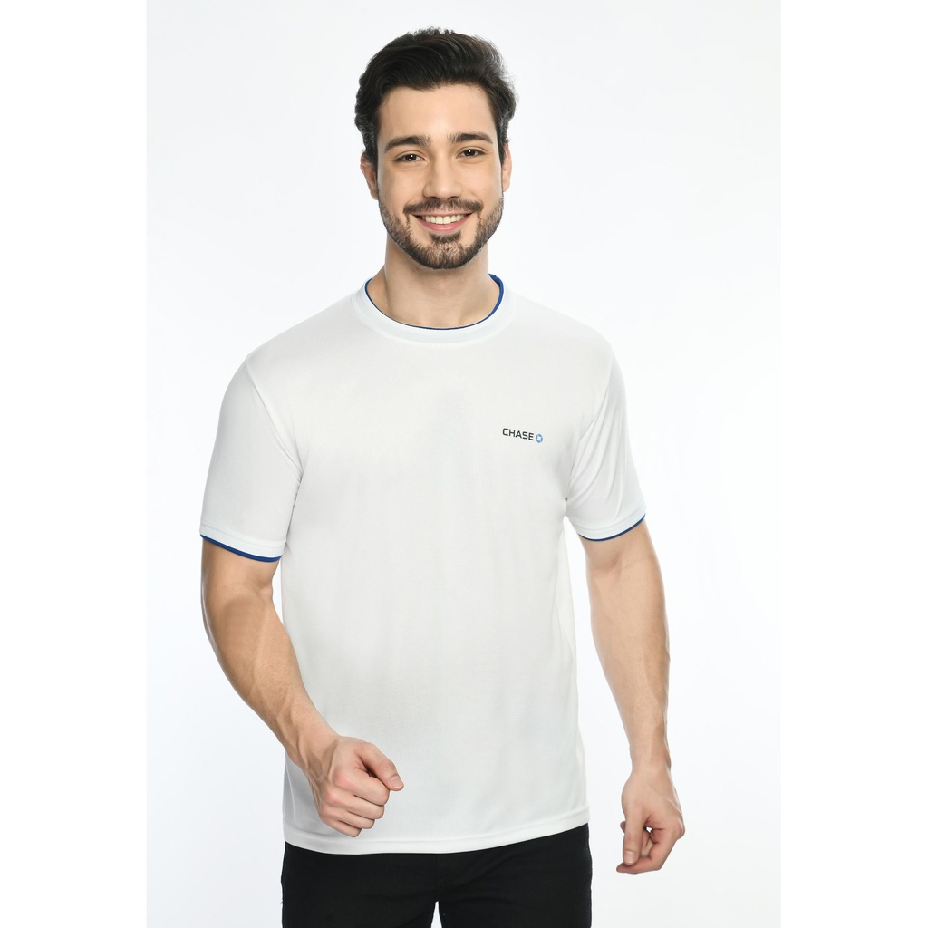 [60969] T-Shirt - Round Neck; Contrast Sleeve Piping; Fabric : Dot Knit Mesh; Sweat Absorbent ; Contrast Band
