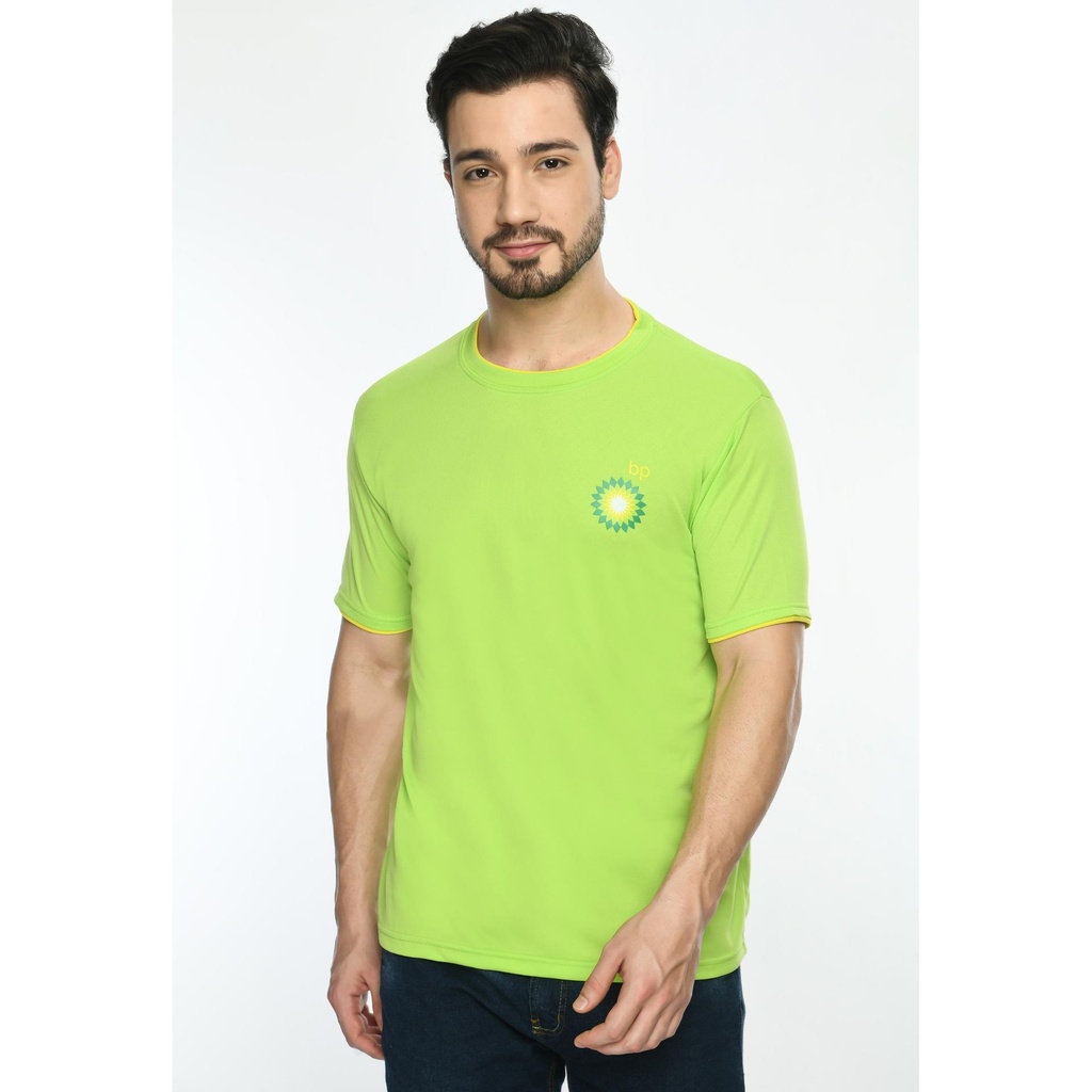 [61014] T-Shirt - Round Neck; Contrast Sleeve Piping; Fabric : Dot Knit Mesh; Sweat Absorbent ; Contrast Band