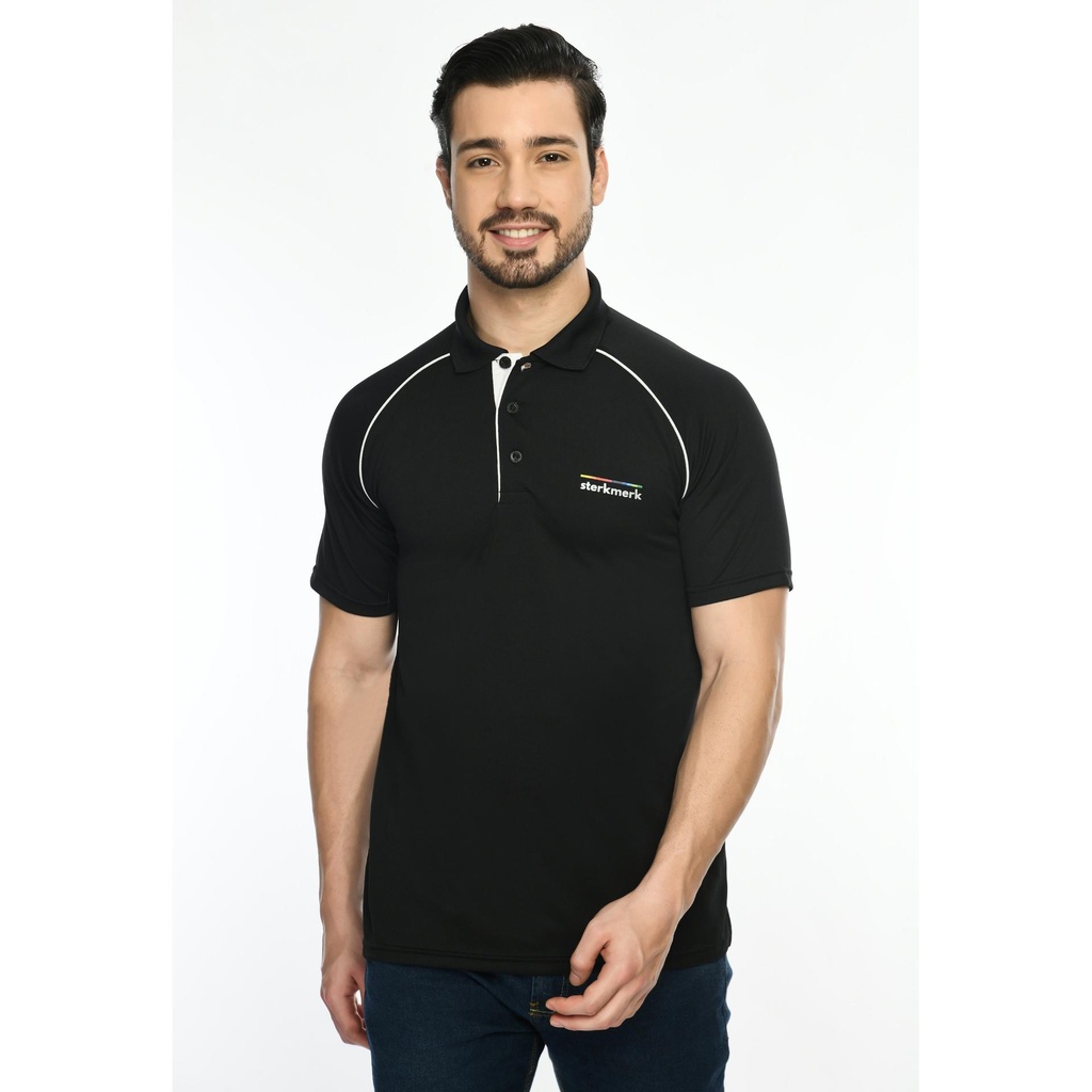 [61036] T-Shirt - Eco Polo; Contrast Bone And Chest Panel Folder; Contrast Band ; Fabric : Dot Knit Mesh; Sweat Absorbent