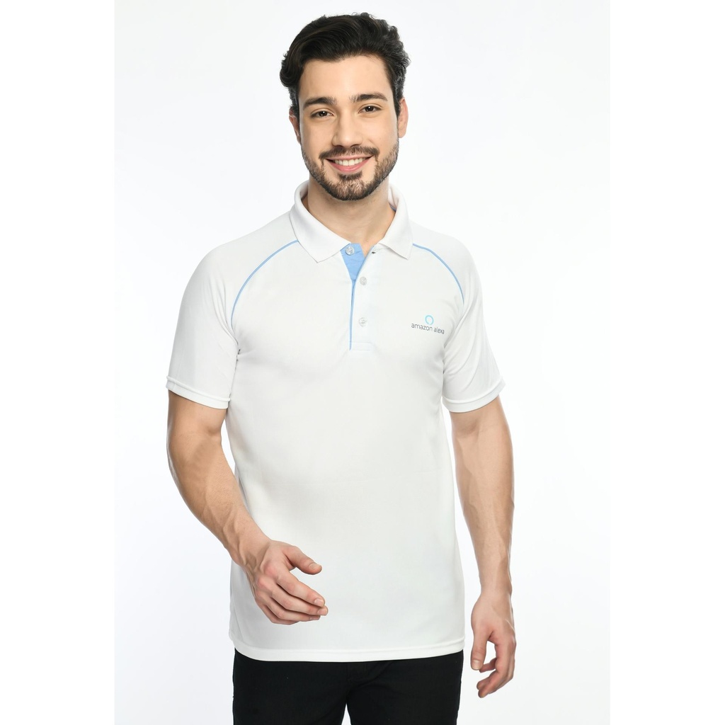 [61037] T-Shirt - Eco Polo; Contrast Bone And Chest Panel Folder; Contrast Band ; Fabric : Dot Knit Mesh; Sweat Absorbent