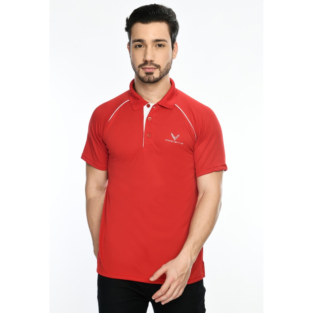 [61038] T-Shirt - Eco Polo; Contrast Bone And Chest Panel Folder; Contrast Band ; Fabric : Dot Knit Mesh; Sweat Absorbent