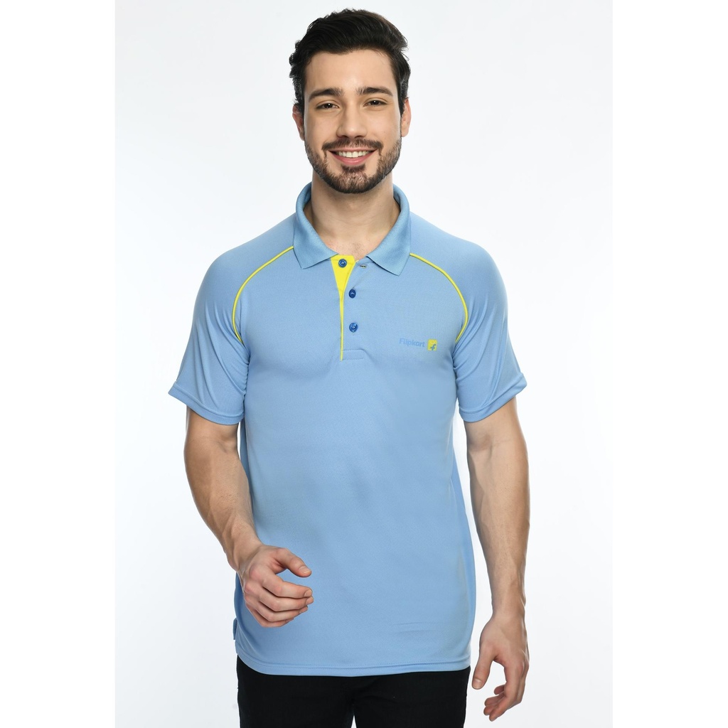 [61040] T-Shirt - Eco Polo; Contrast Bone And Chest Panel Folder; Contrast Band ; Fabric : Dot Knit Mesh; Sweat Absorbent