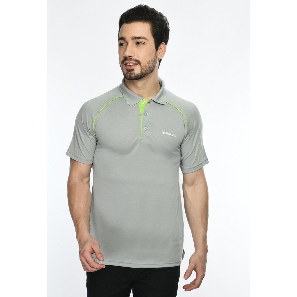 [61042] T-Shirt - Eco Polo; Contrast Bone And Chest Panel Folder; Contrast Band ; Fabric : Dot Knit Mesh; Sweat Absorbent