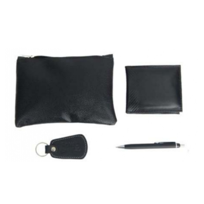 [61166] Gift Set In A Pouch With Gents Wallet,Pen,Keychain And Pouch