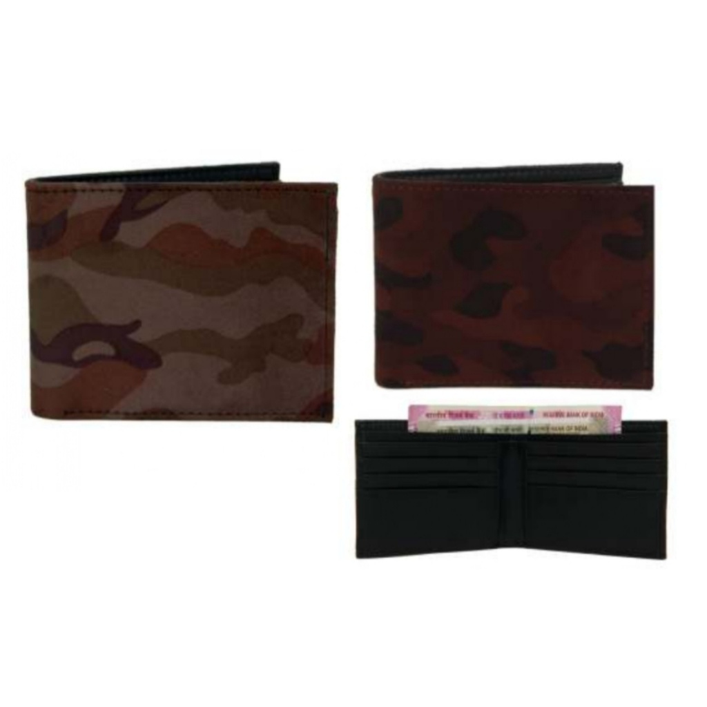 [61208] Green Leatherette Camo Wallet 