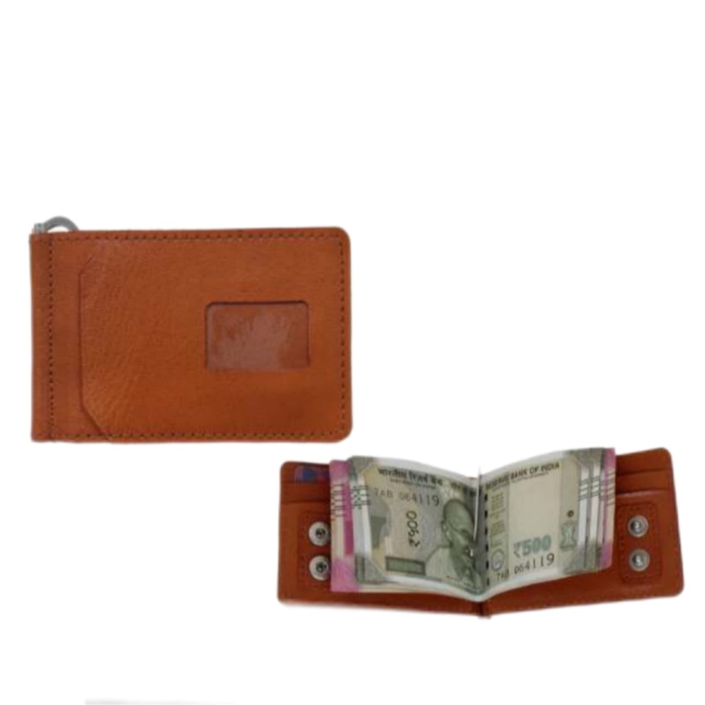[61212] Tan Leather Moneyclip Wallet