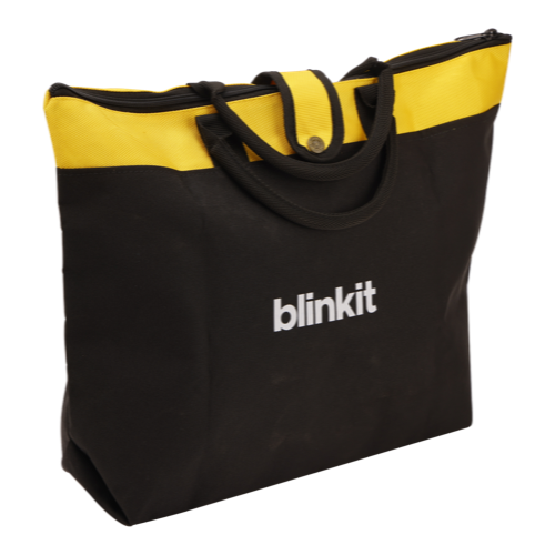 [61236] Bag - Fabric:Nylon 1000Denon Type: Foldable Carry Bag Zipper : Single Primary Zipper Color : Black With Yellow Contrast Moq-200Pcs