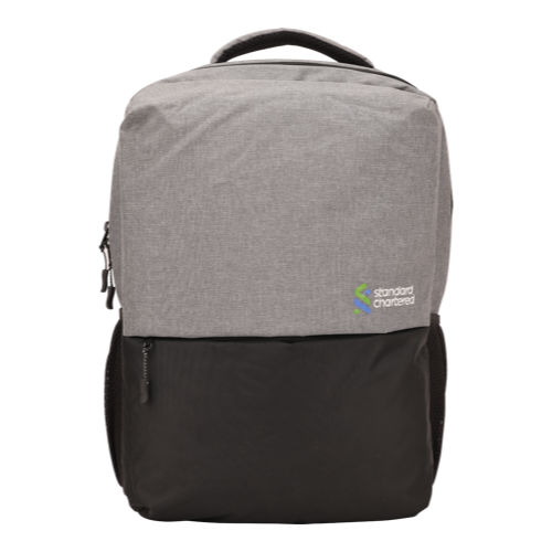 [61249] Bag - Fabric:Nylon 1000Denon Type: Bagpack(With Laptop Sleeve) Zipper : Single Primary Zipper(With Front Pocket) Color : Ash Grey With Black Contrast