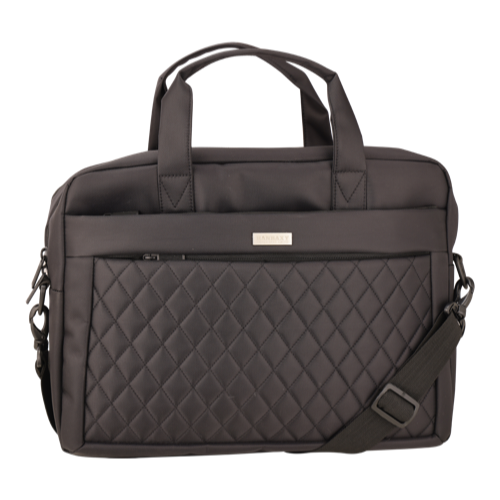 [61259] Bag - Fabric:Cross Dot Premium Sheen Fabric Type: 15.5" Laptop Sleeve (With Handle)+Sling Trolly Belt Color : Black