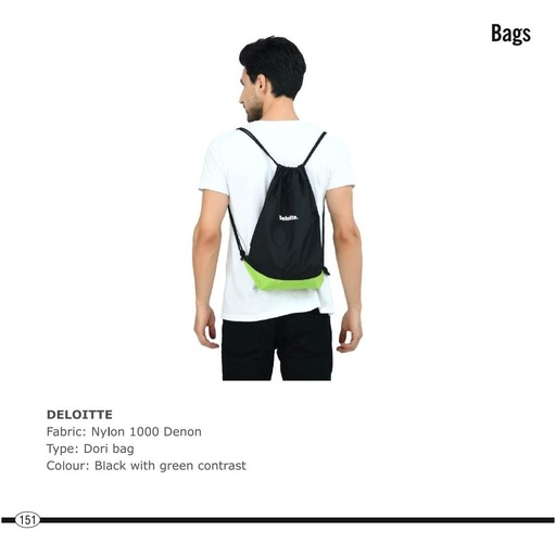 [56056] Deloitte  |  Dori Bag, Fabric : Nylon 1000 Denon, Colour : Black With Green Contrast