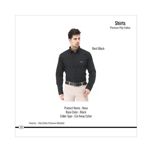 [56039] Nexa  |  Shirt - Fabric : Poly Cotton (Premium Mafatlal), Collor Type : Cut Away Collar, Colour : Black, Shirt