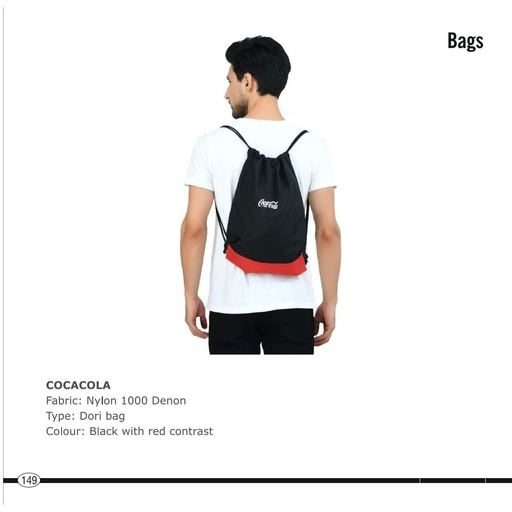 [56054] Cocacola  |  Dori Bag, Fabric : Nylon 1000 Denon, Colour : Black With Red Contrast