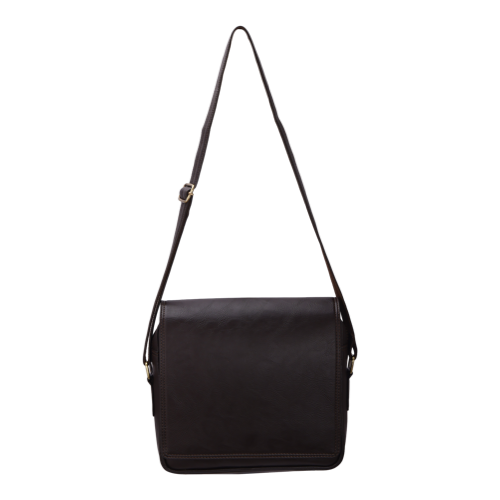 [61355] BAG - Vegan Leather Brown, Messenger Bag, Textured Brown