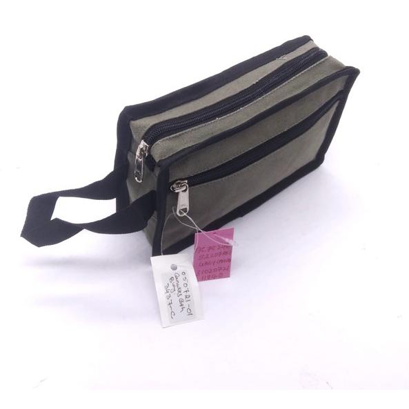 [52207] Canvas Cash Bag (20 x 13 x 7 CM) - Single Compartment with pocket