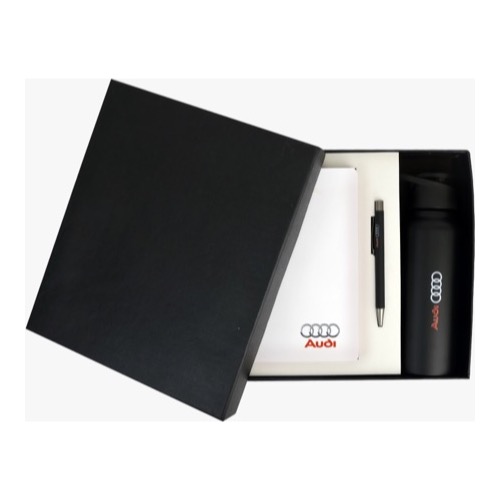 [61529] Stainless Steel(750 ml) coloured Water bottle + A5 Notebook + UltraMatte Finish pen - Set of 3 