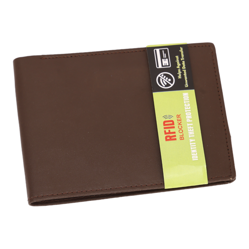 [61540] Hershey |  Wallet Cum Card Holder With Rfid Blocker, Fabric : Textured Vegan Leather, Printing : Embossing, Color : Matte Brown, Type : 6 Cards + 2 Side Pocket, MOQ : 200