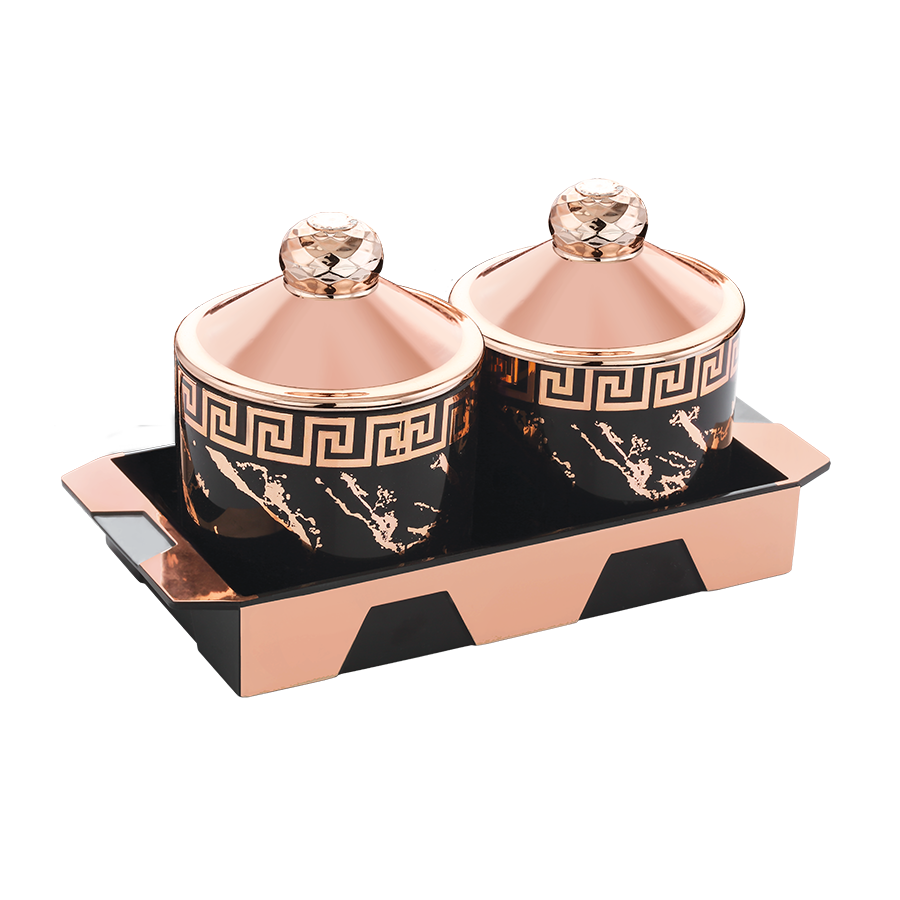 [62052] silky ceramic set 2 (with tray)* candy tray