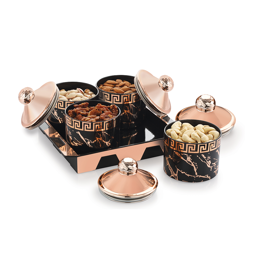 [62054] silky ceramic set 6 (with tray) candy tray
