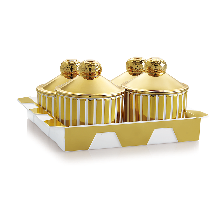 [62055] slender gold set 4 (with tray) candy tray