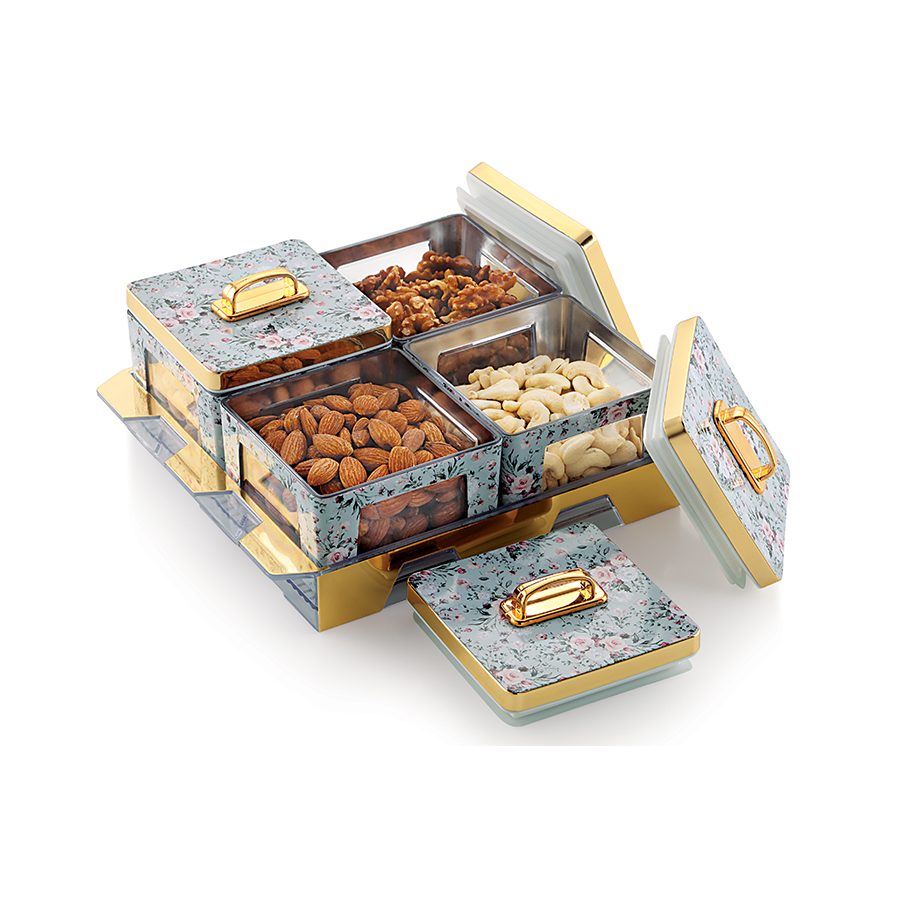 [62057] sierra flora set 4 (with tray) candy tray