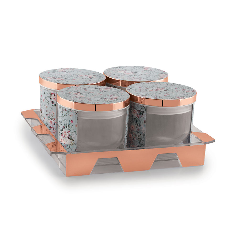 [62061] vivante flora set 4 (with tray)* candy tray