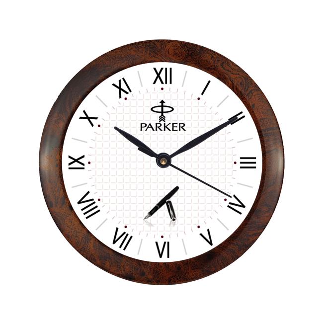 [55808] WALL CLOCK - WALNUT WOODEN FINISH WITH ACRYLIC GLASS