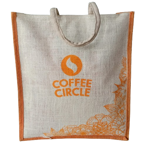 [49948] Heavy Duty Jute Cotton Shopper Bag with zip (41 x 35 x 11 CM), 15 Litre