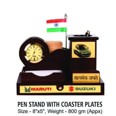 [62490] Pen Stand With Coaster Plates - Size : 20.32*12.7 cm, Weight- 800 gm(Appx)