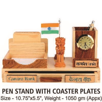 [62491] Pen Stand With Coaster Plates - Size : 27.30*13.97 cm, Weight- 1050 gm(Appx)