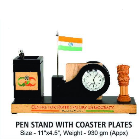 [62492] Pen Stand With Coaster Plates - Size : 27.9*11.4 cm, Weight- 930 gm(Appx)