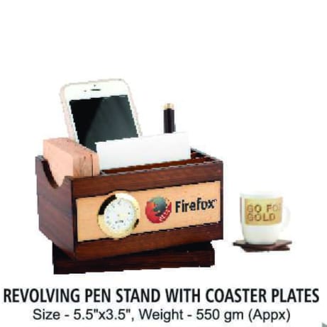 [62520] Revolving Pen Stand With Coaster Plates - Size : 13.9*8.8 cm, Weight- 550 gm(Appx)