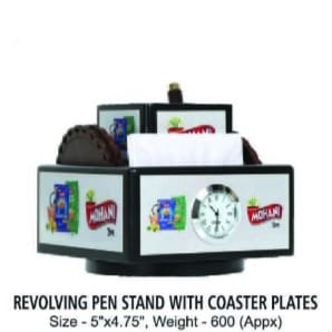 [62559] Revolving Pen Stand With Coaster Plates - Size : 12.7x12 cm, Weight- 600 gm(Appx)