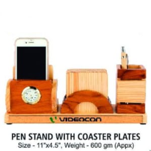 [62562] Pen Stand With Coaster Plates - Size : 27.9*11.4 cm, Weight- 550 gm(Appx)