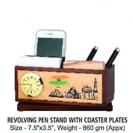 [62593] Revolving Pen Stand With Coaster Plates - Size : 19x8.8 cm, Weight- 860 gm(Appx)