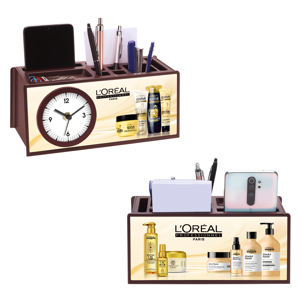 [60125] Penstand With Clock - Multipurpose - Loreal