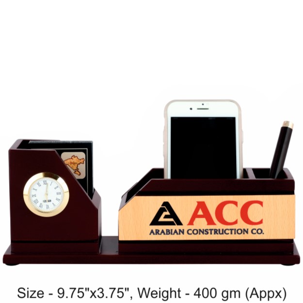 [62612] Pen Stand With Mobile Holder, Watch & Coaster Plates - Size : 24.7x9.5 cm, Weight- 400 gm(Appx)