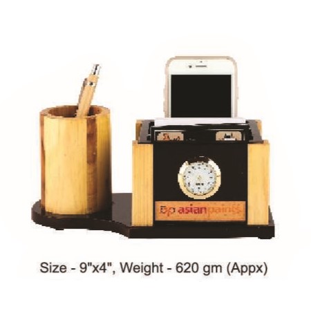 [62613] Pen Stand With Mobile Holder, Watch & Coaster Plates - Size : 22.8x10.1 cm, Weight- 620 gm(Appx)