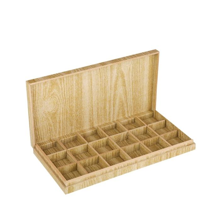 [49589] MDF CHOCOLATE BOX - 18 SLOTS (13 x 26 x 3 CM)