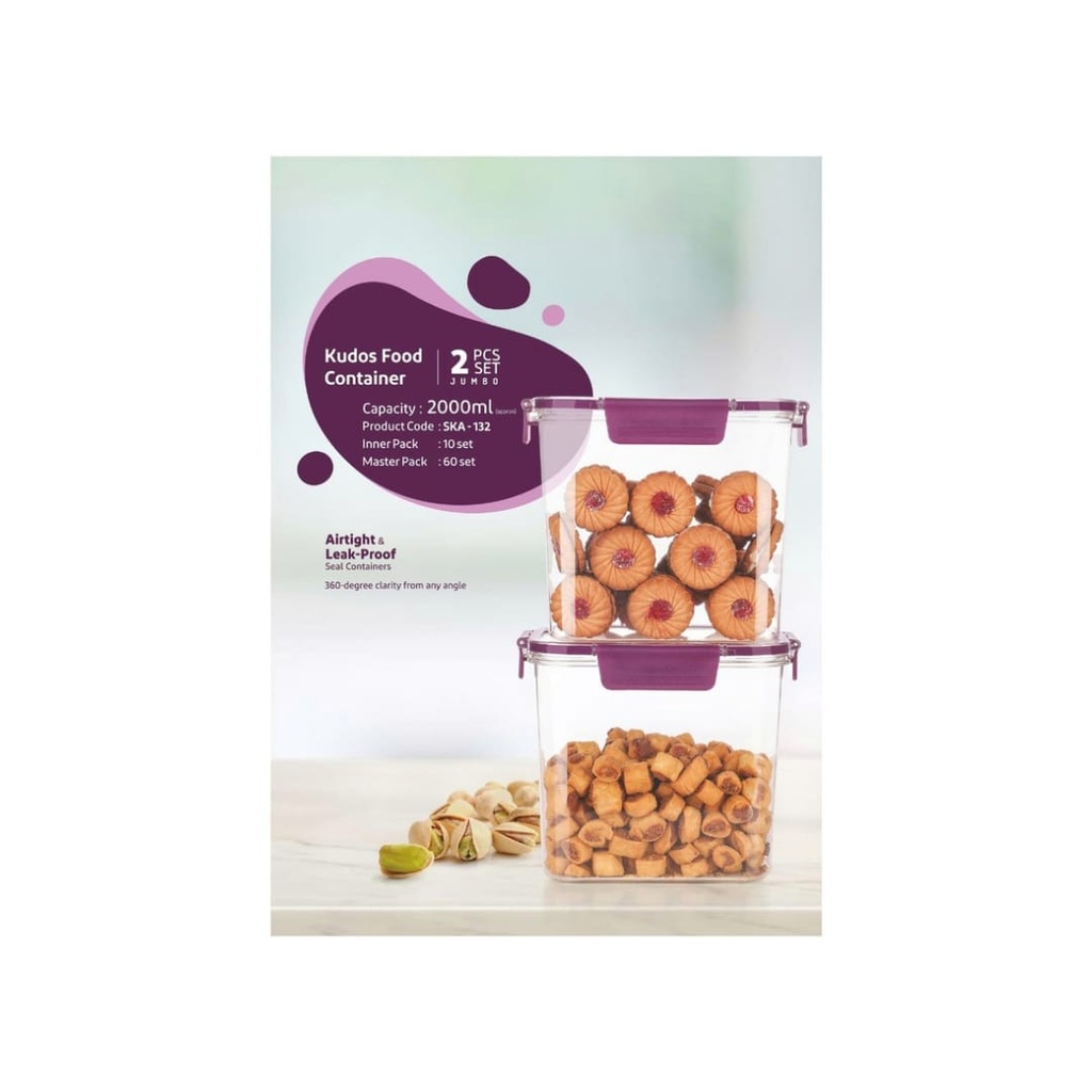 [62658] Food Container - 2 PCS Set 2000ML