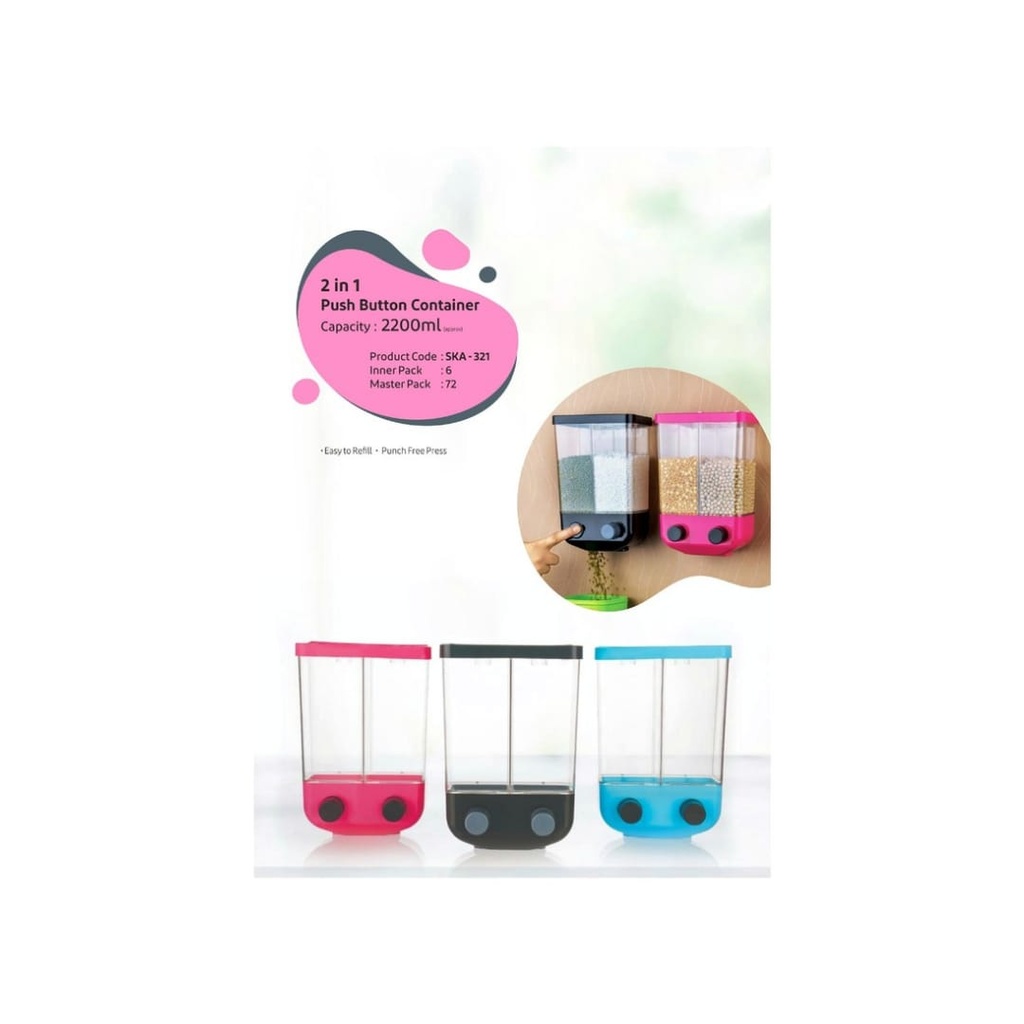 [62667] 2 In 1 Push Button Container - 2200ML