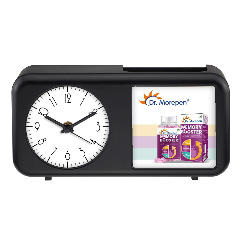 [60152] Table Clock Cum Pen Stand - Dr Morepen