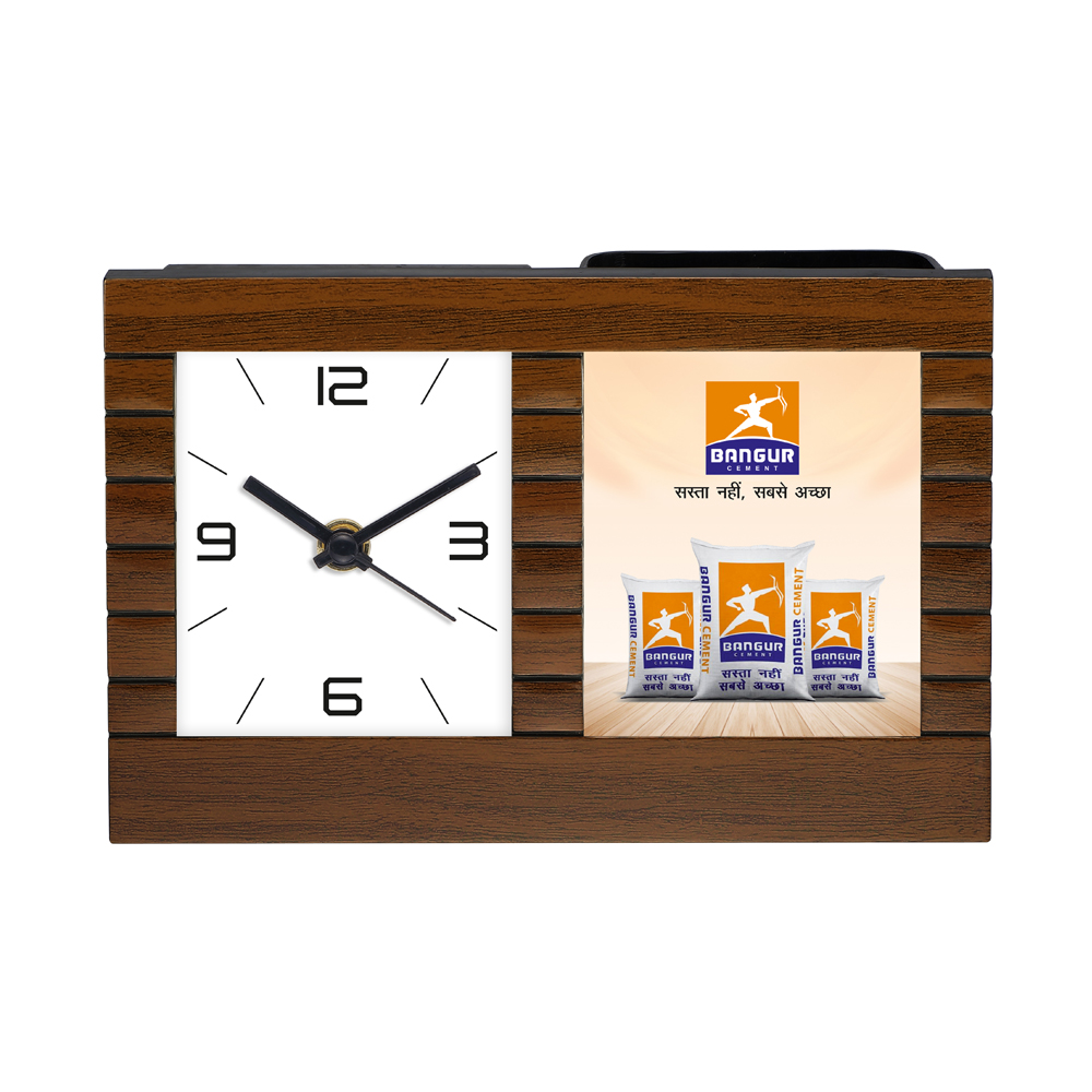 [60156] Table Clock Cum Pen Stand - Bangur