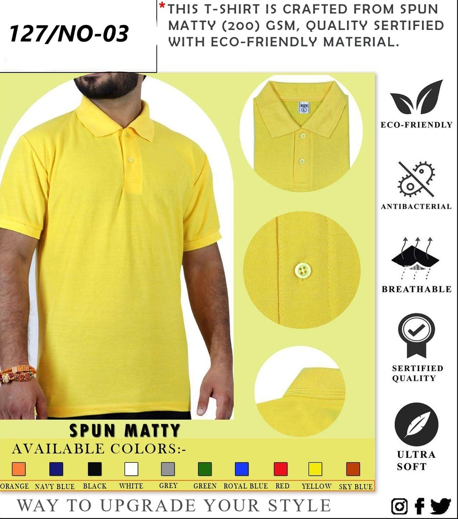 [53989] T-SHIRT POLO SPUN MATTY - 200 GSM
