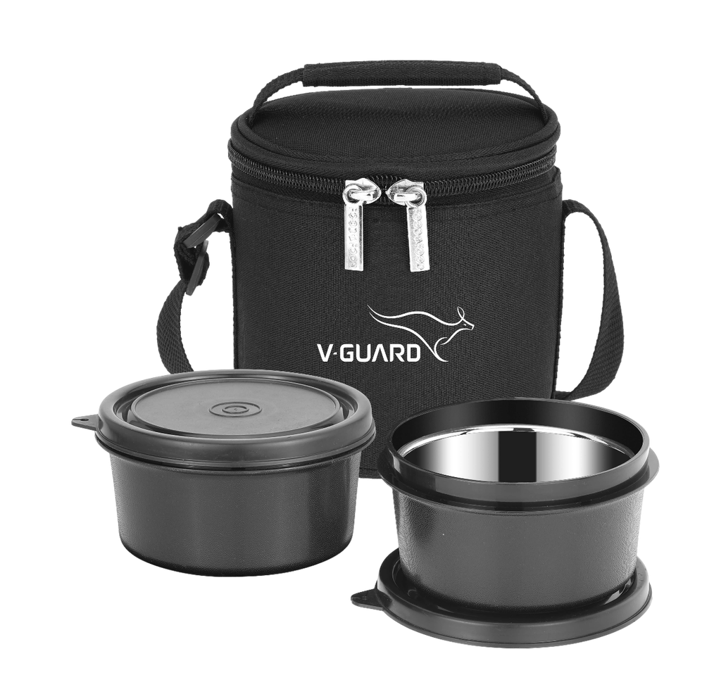 [55742] Lunch Box Steel Inner (3 Pcs Set) - 2 Pcs 400 ml Container with bag