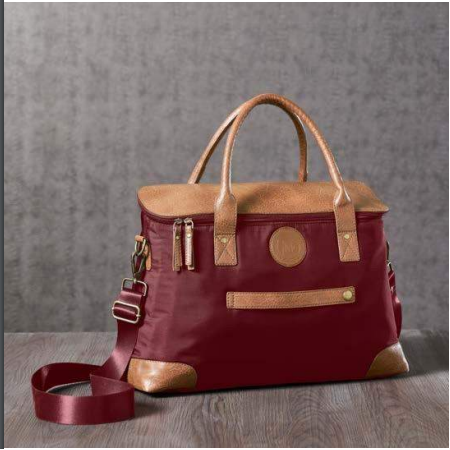 [60486] Eco-Friendly Travel Bag With Vegan Leather Trims, Water-Resistant Recycled Polyester, 16-Inch Laptop Compartment, Adjustable Shoulder Strap, And Ykk Zipper (16X11X5Inch)
