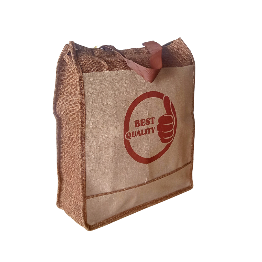 [55921] Heavy Duty Jute Cotton Shopper Bag With Zip (40 X 36 X 14 Cm)
