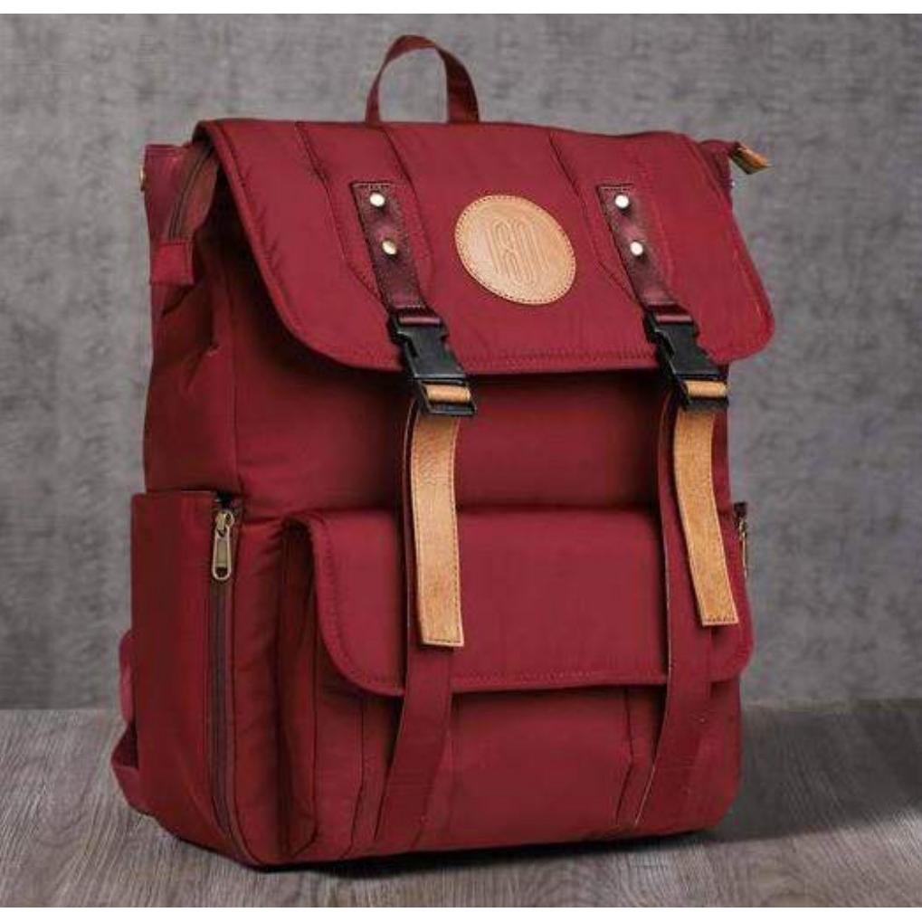 [60517] Eco-Friendly Water-Resistant Backpack With Vegan Leather Accents - Recycled Polyester With High-Grade Lining, Padded Laptop Compartment, Expandable Pockets, And Comfort Shoulder Straps - 12X16X5 Inches