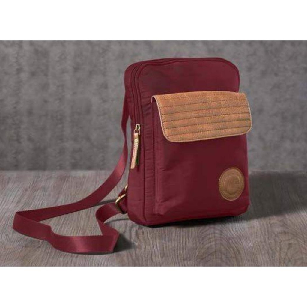 [60520] Eco-Friendly Recycled Polyester Crossbody Bag With Vegan Leather Trims - Water-Resistant, High-Grade Lining, And Interior Organization - 8.5X10X2.5 Inches”